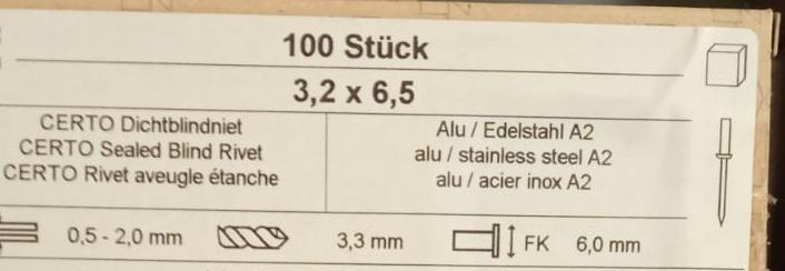 Alu Dichtblindnieten 100 Stk.