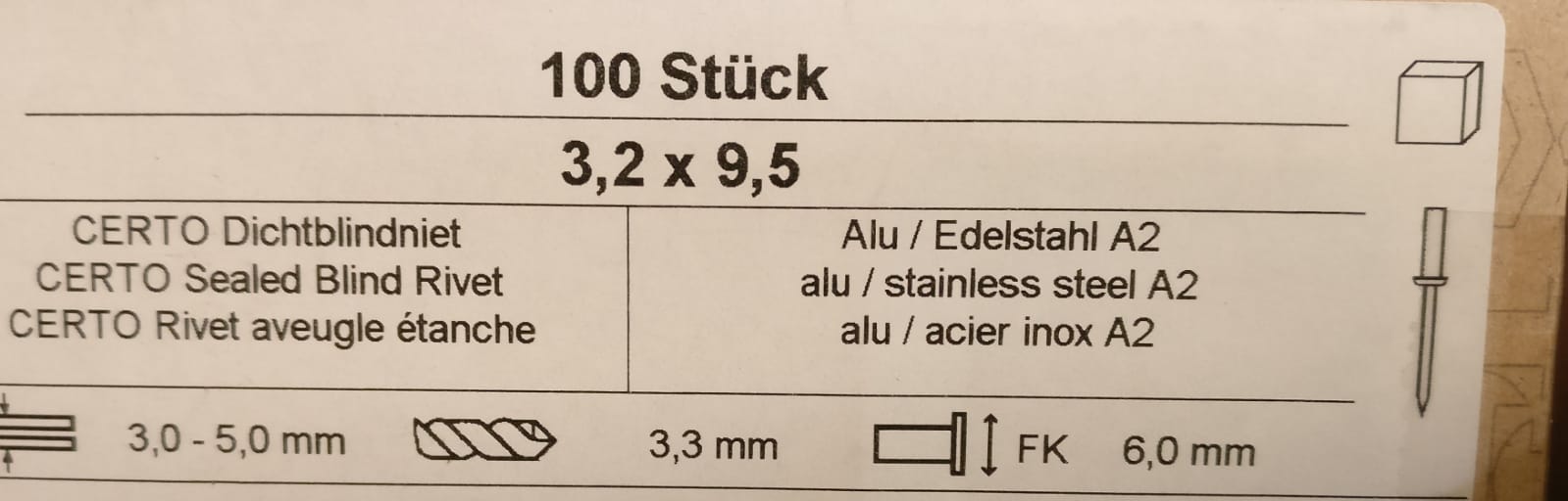 Alu Dichtblindnieten 100 Stk.
